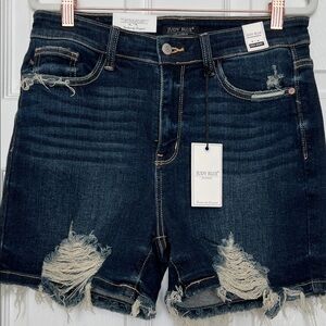 Judy Blue Women's Ripped Jean Shorts - Dark Blue